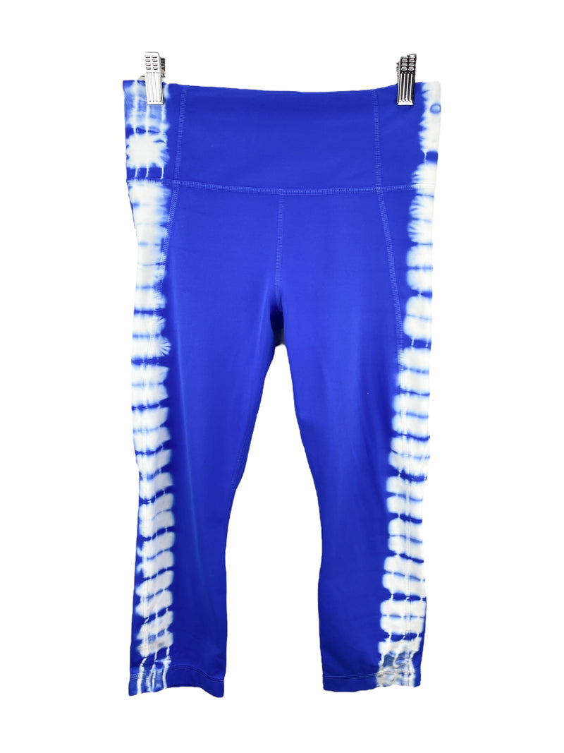 Athleta Women's Salutation Tie Dye Active Capri Legging Cobalt/White Size M