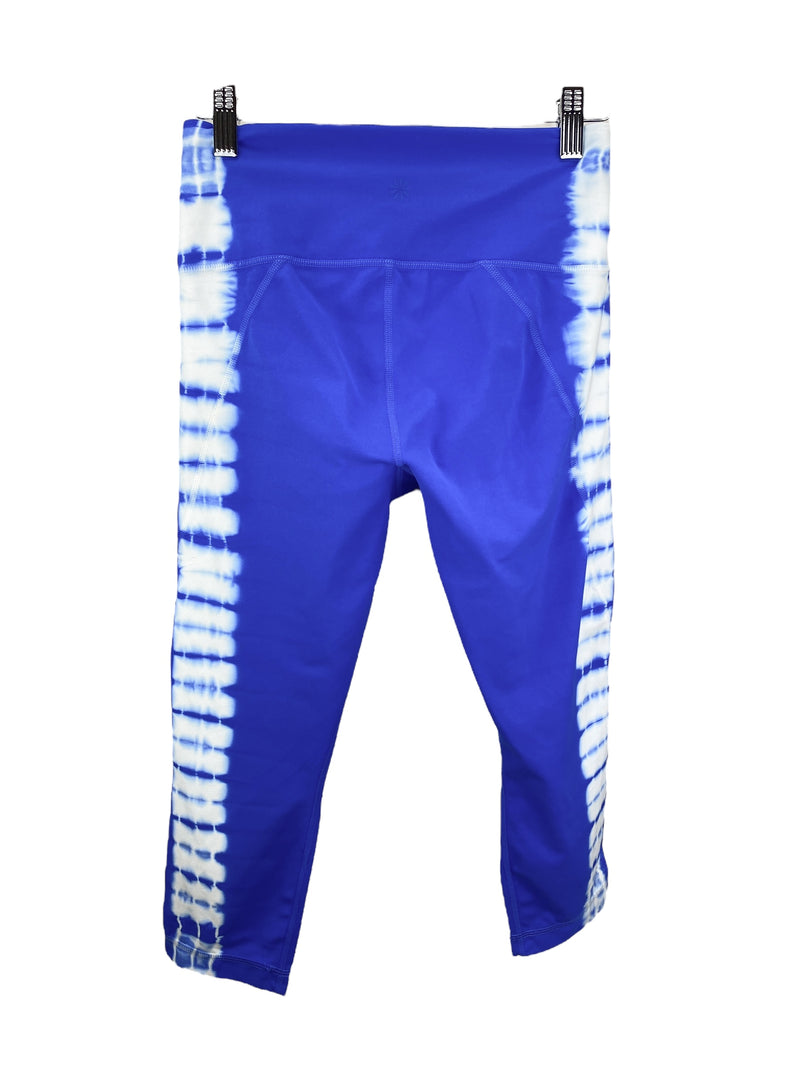 Athleta Women's Salutation Tie Dye Active Capri Legging Cobalt/White Size M