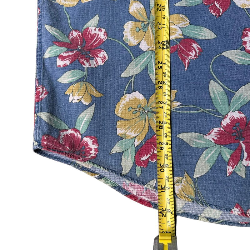 LL Bean cool weave flower print button up XL