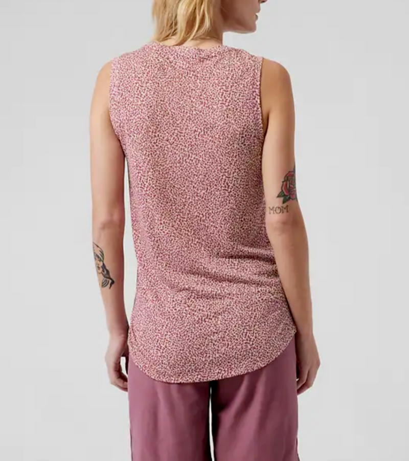Athleta Micro Cheetah Bashful Rose Sleeveless Breezy Top Tank