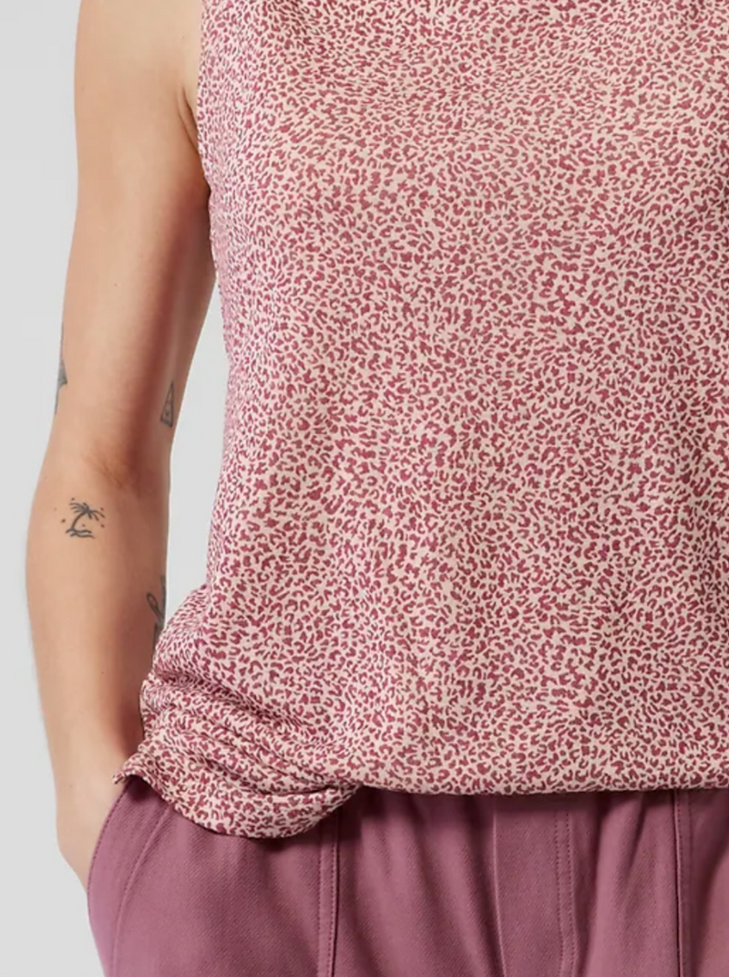 Athleta Micro Cheetah Bashful Rose Sleeveless Breezy Top Tank