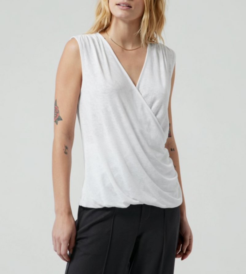 Athleta White Sleeveless Breezy Wrap Top Tank
