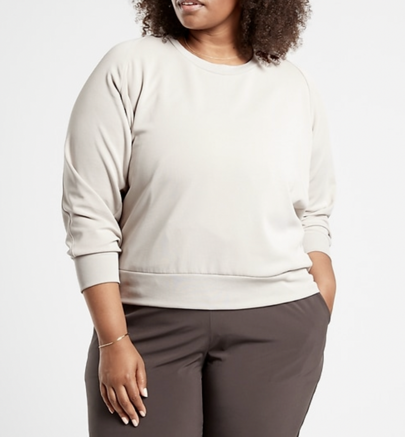 Athleta Abalone Grey Scoop Neck Long Sleeve Seasoft Sweatshirt