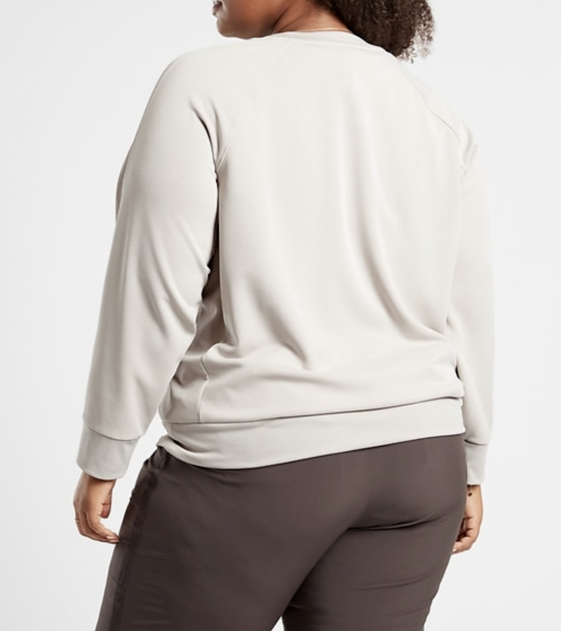 Athleta Abalone Grey Scoop Neck Long Sleeve Seasoft Sweatshirt