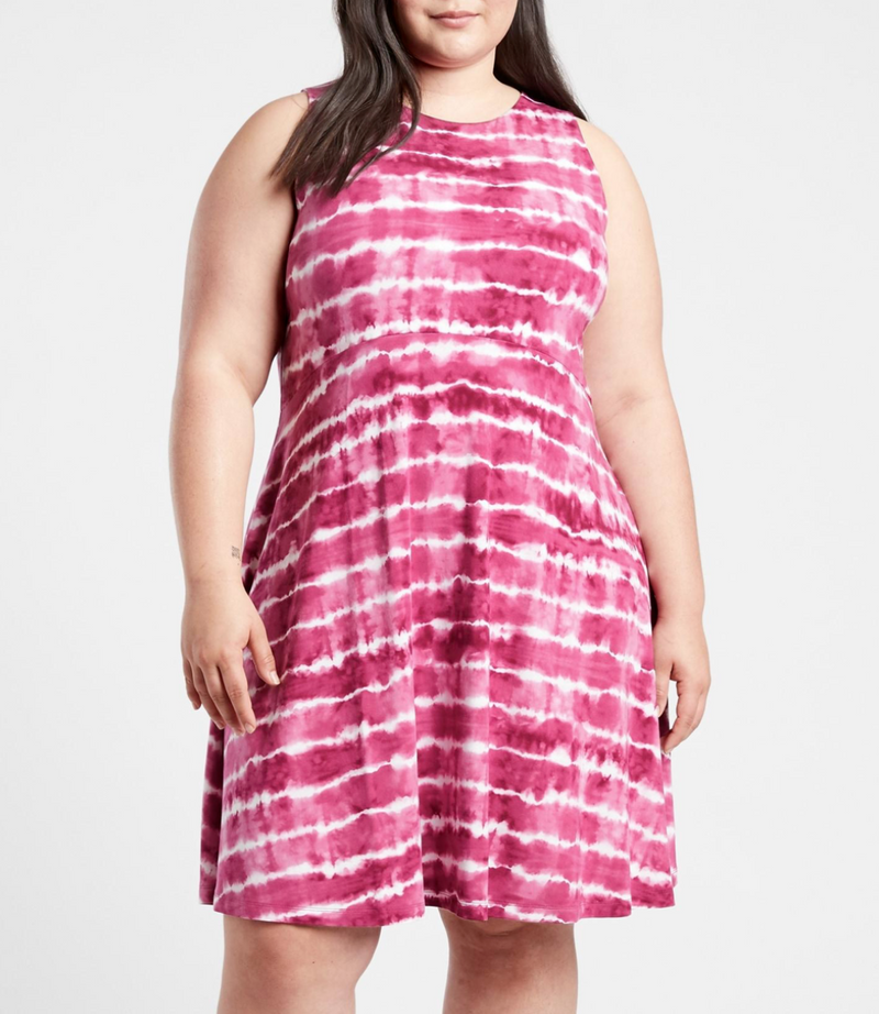 Athleta Purple White Tie-Dye Sleeveless Santorini Thera Dress