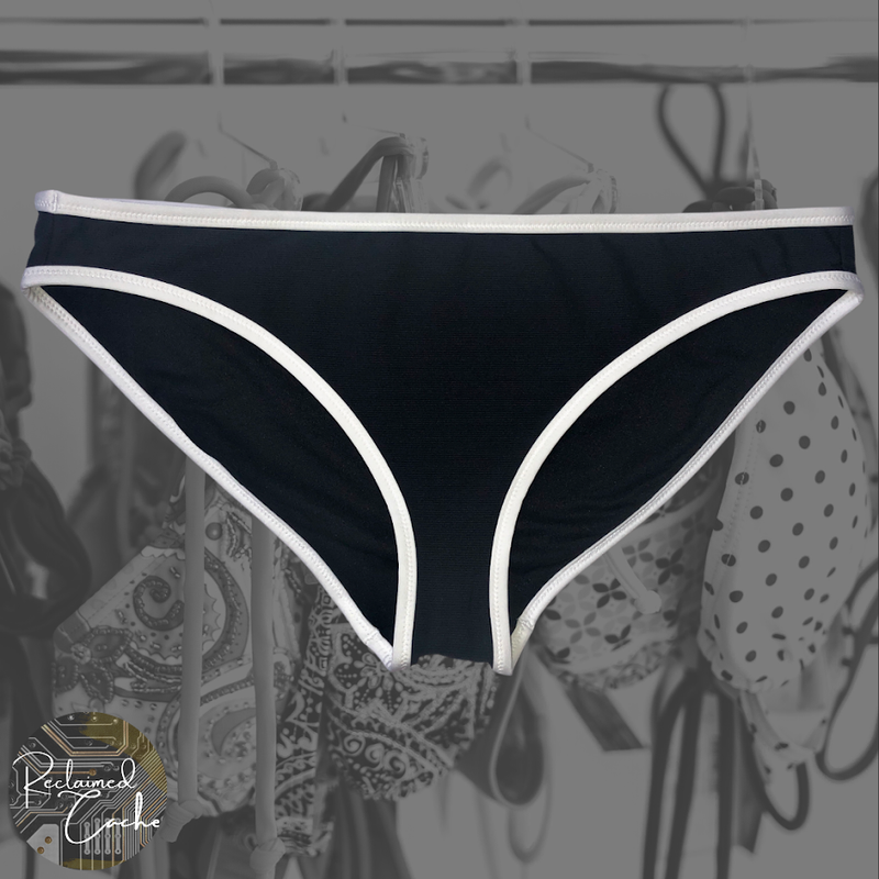 Athleta Black and White Clean Medium Bound Bikini Bottom - Size Large