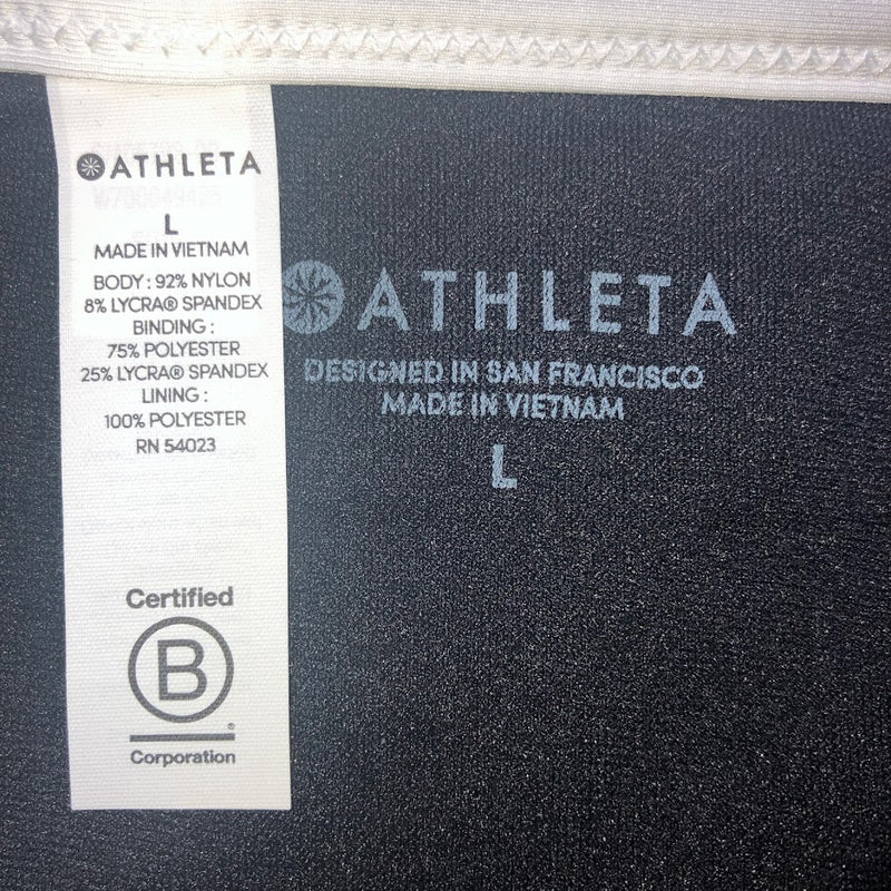 Athleta Black and White Clean Medium Bound Bikini Bottom - Size Large