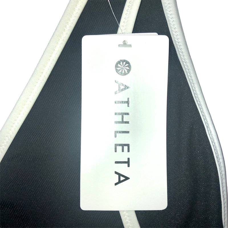 Athleta Black and White Clean Medium Bound Bikini Bottom - Size Large