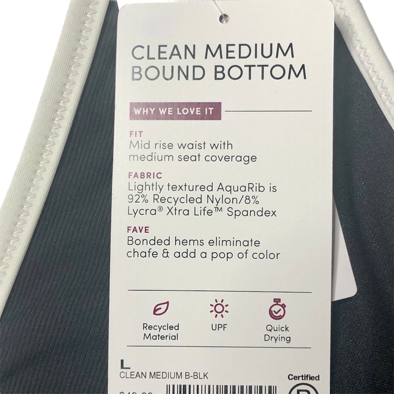 Athleta Black and White Clean Medium Bound Bikini Bottom - Size Large