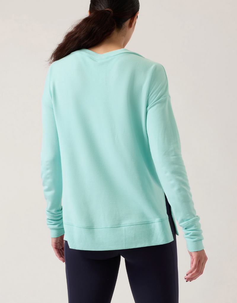 Athleta Reef Green Soft Coaster Luxe V-Neck Sweatshirt