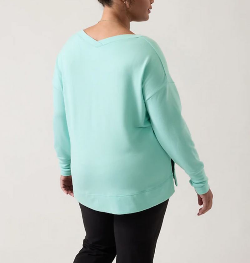 Athleta Reef Green Soft Coaster Luxe V-Neck Sweatshirt