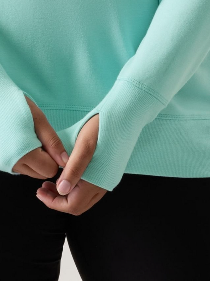 Athleta Reef Green Soft Coaster Luxe V-Neck Sweatshirt