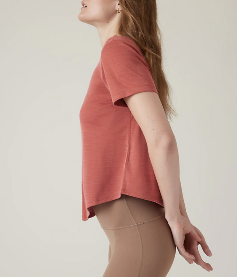 Athleta Cranberry Red Short Sleeve Relaxed Top