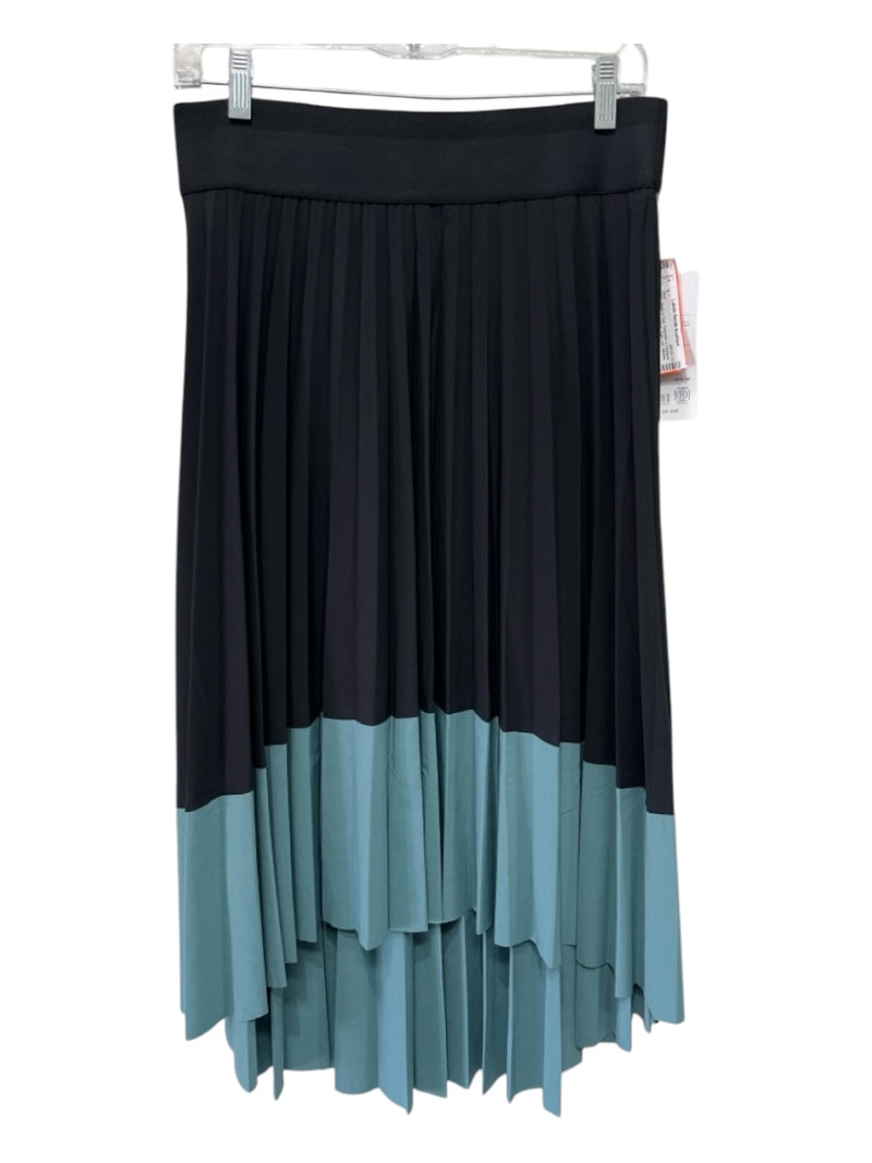 Athleta Size S Black & Teal Polyester & Elastane Pleated Elastic Waist Skirt