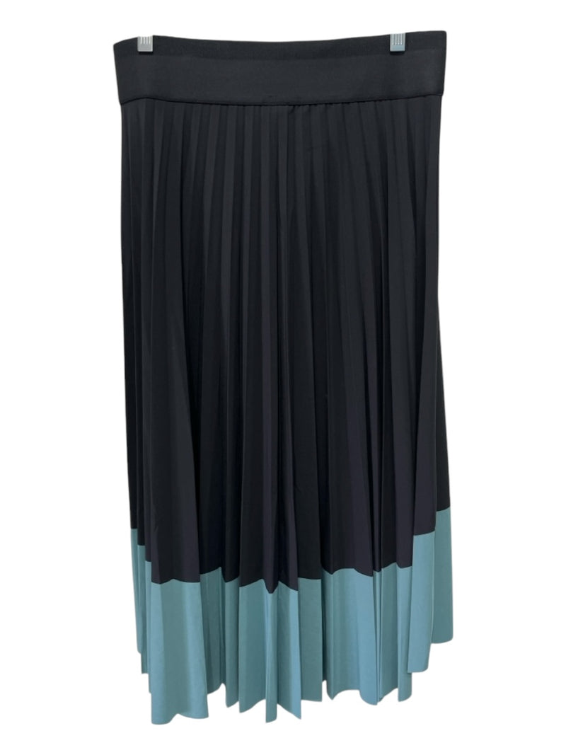 Athleta Size S Black & Teal Polyester & Elastane Pleated Elastic Waist Skirt
