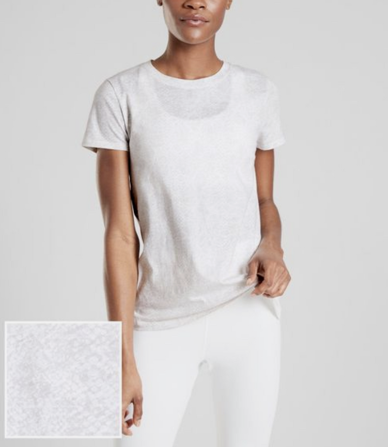 Athleta White Snake Print Short Sleeve Organic Daily Crew Tee