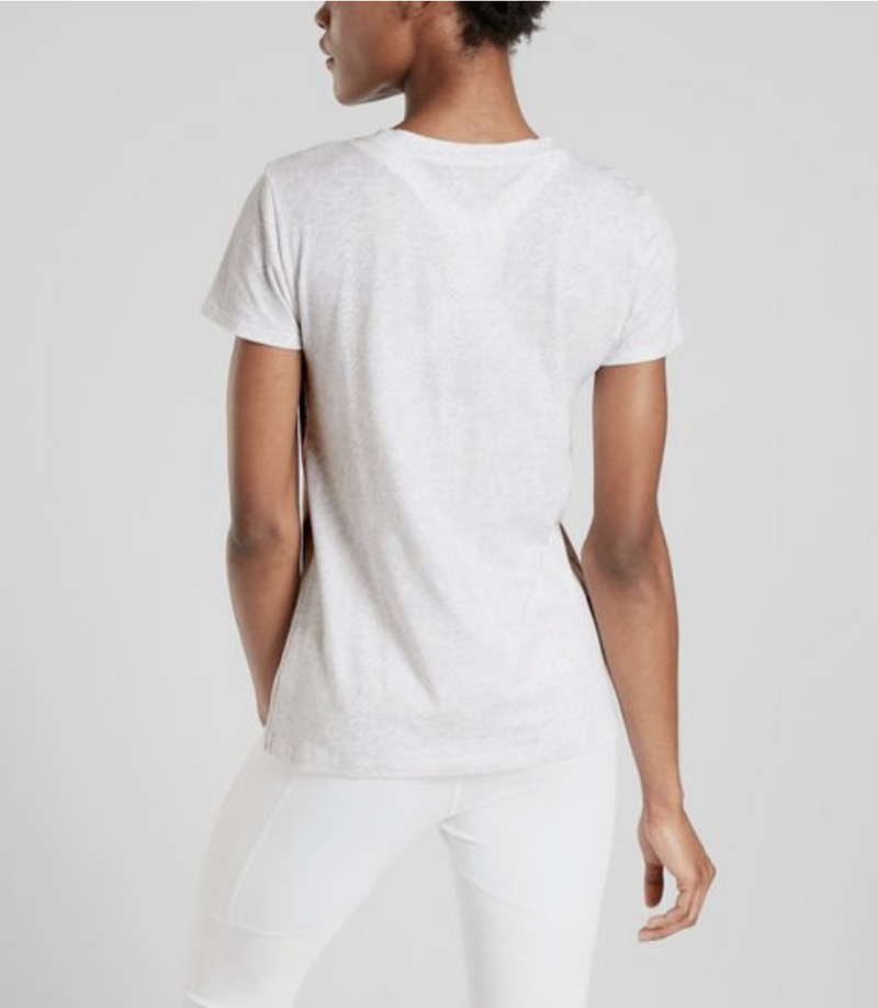 Athleta White Snake Print Short Sleeve Organic Daily Crew Tee