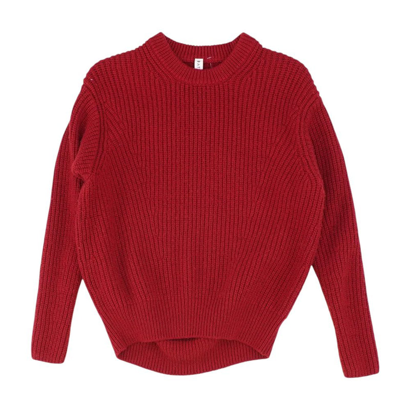 Red Solid Crewneck Sweater