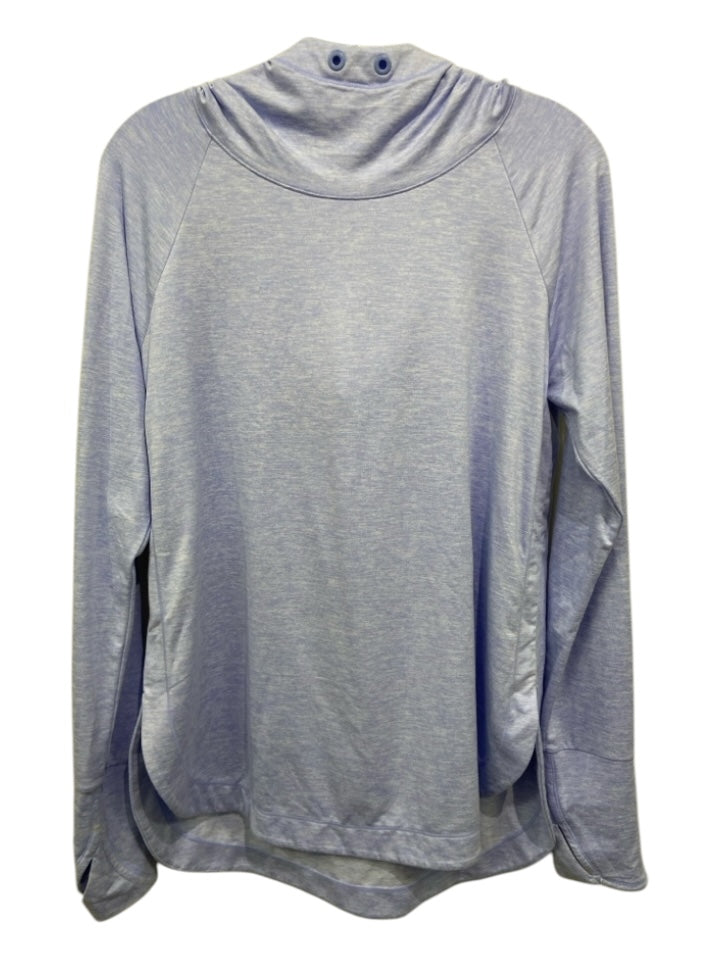 Athleta Size M Light Blue Polyester Heathered Cowl Neck Long Sleeve Pullover Top