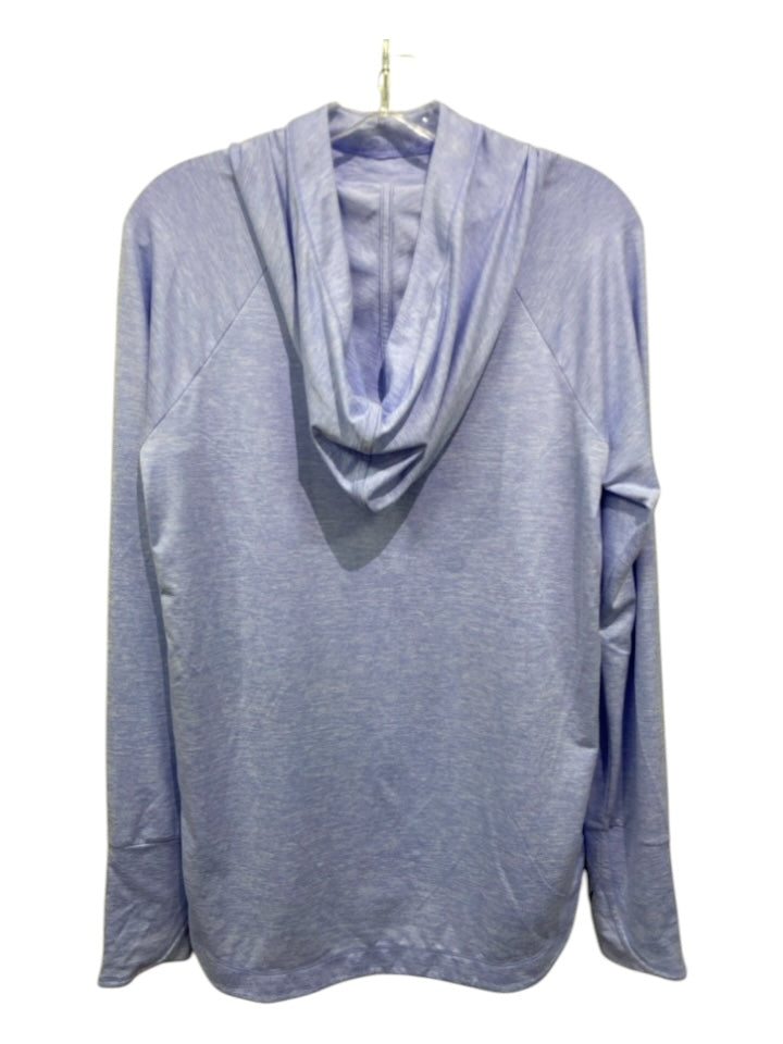 Athleta Size M Light Blue Polyester Heathered Cowl Neck Long Sleeve Pullover Top