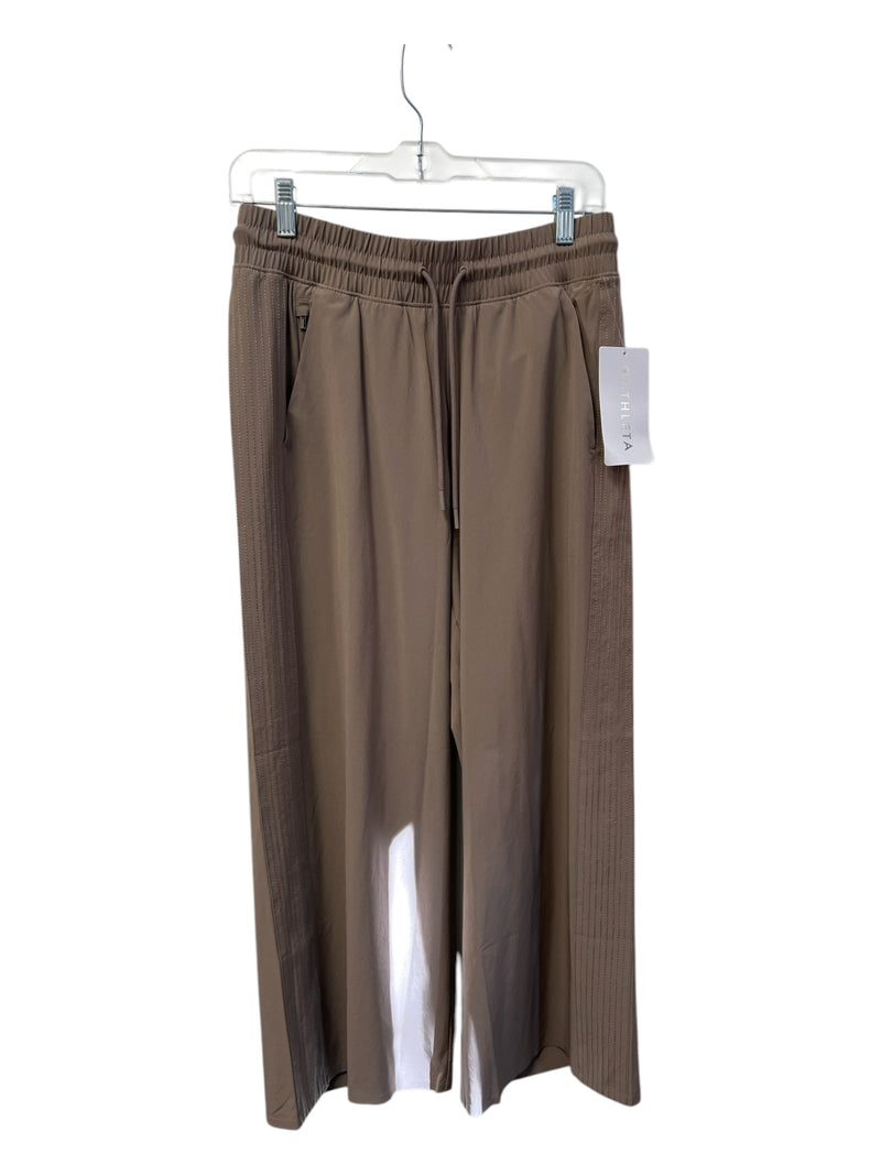 Athleta Size 6 Beige Polyester Elastic Waist Zip Pocket Seam Detail Pants