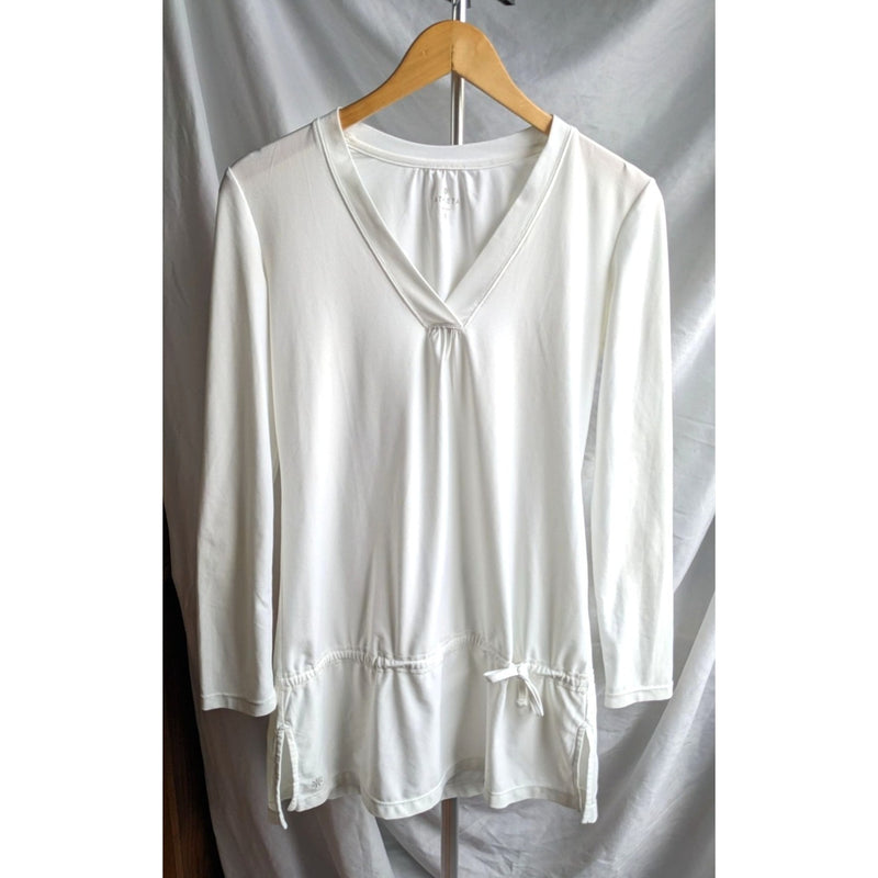 ATHLETA Grenada Wick-It White Swim Cover-Up 581751 Long Sleeve Drawstring Sz XS