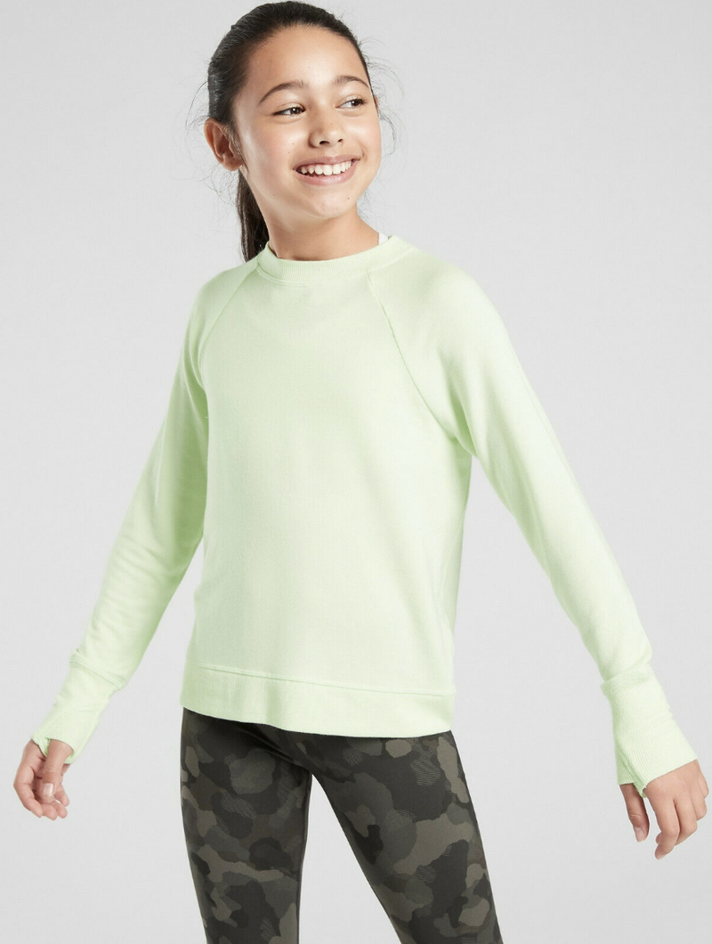 Athleta Girl Cozy Cross Your Fingers Green Mint Sweatshirt