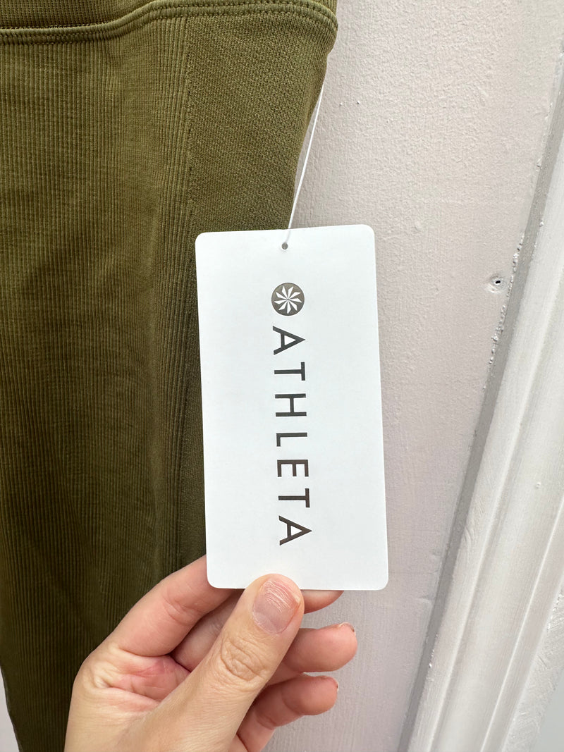 Athleta Ribbed Green Leggings