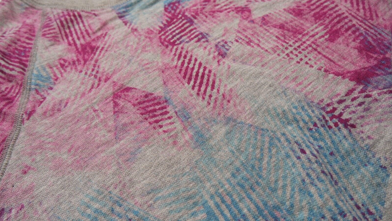 Athleta Girl Grey Blue Pink Long Sleeve Criss Cross My Heart Sweatshirt