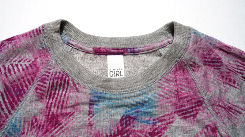 Athleta Girl Grey Blue Pink Long Sleeve Criss Cross My Heart Sweatshirt