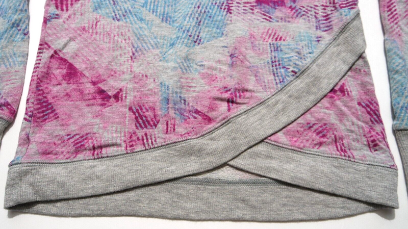 Athleta Girl Grey Blue Pink Long Sleeve Criss Cross My Heart Sweatshirt