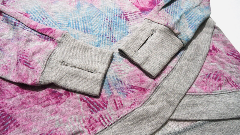 Athleta Girl Grey Blue Pink Long Sleeve Criss Cross My Heart Sweatshirt