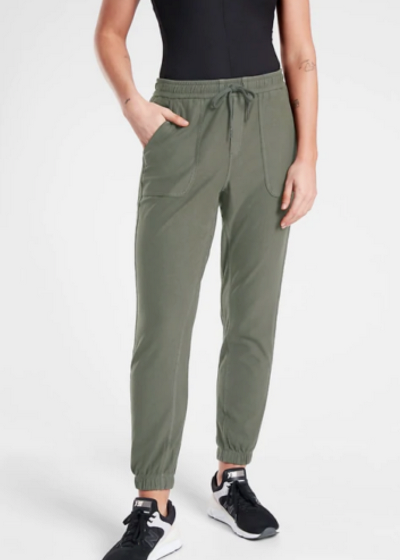Athleta Palm Green Elastic Waist Farallon Jogger Pants