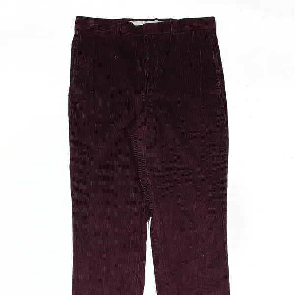 LL BEAN Maroon Regular Straight Corduroy Trousers Mens W36 L37