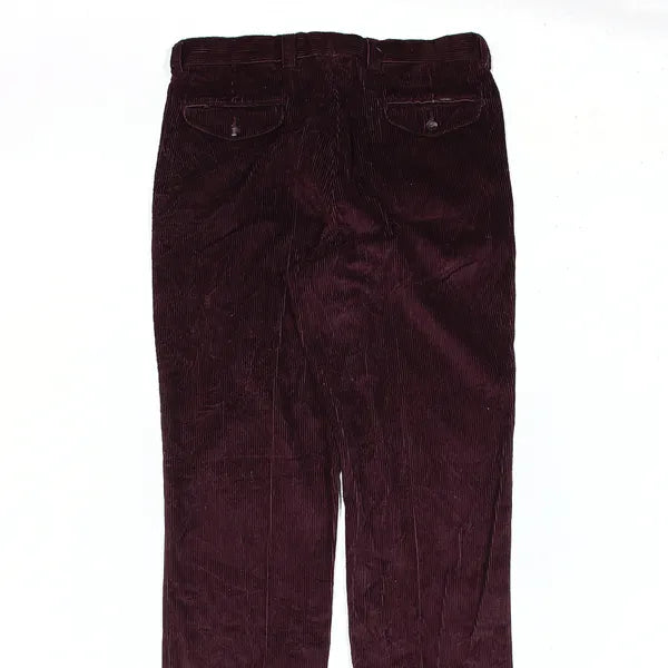 LL BEAN Maroon Regular Straight Corduroy Trousers Mens W36 L37