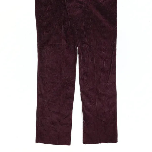LL BEAN Maroon Regular Straight Corduroy Trousers Mens W36 L37