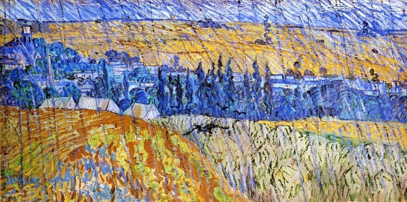 Landscape in the Rain by Vincent Van Gogh - Hand Painted Oil Painting