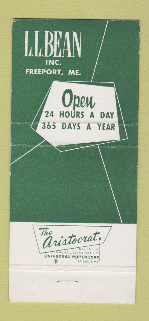 Matchbook Cover - LL Bean Freeport ME boots outdoor clothing 30 Strike