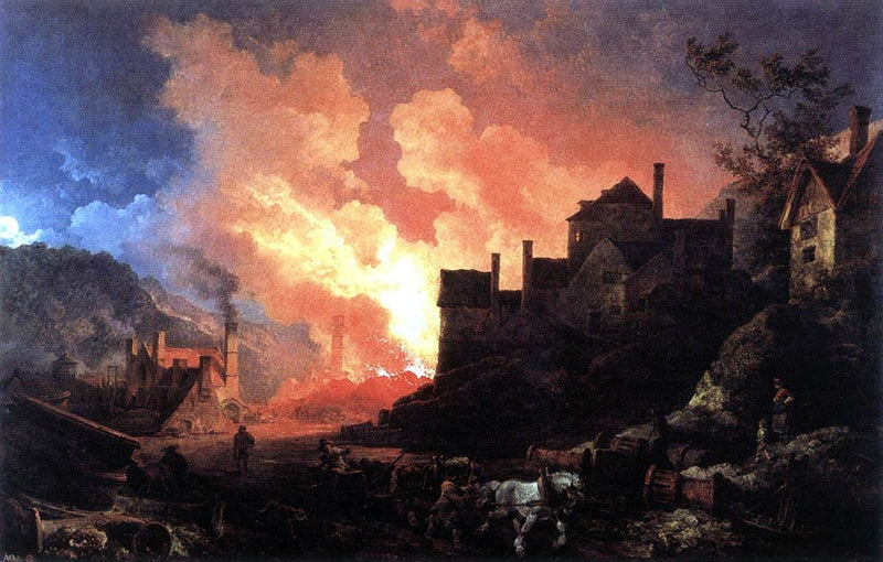Coalbrookdale by Night by Philip Jacques De Loutherbourg - Hand Painted Oil Painting