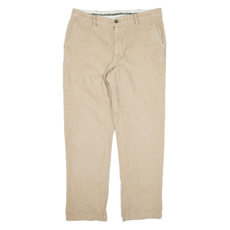 LL BEAN Corduroy Trousers Beige Regular Straight Mens W35 L32