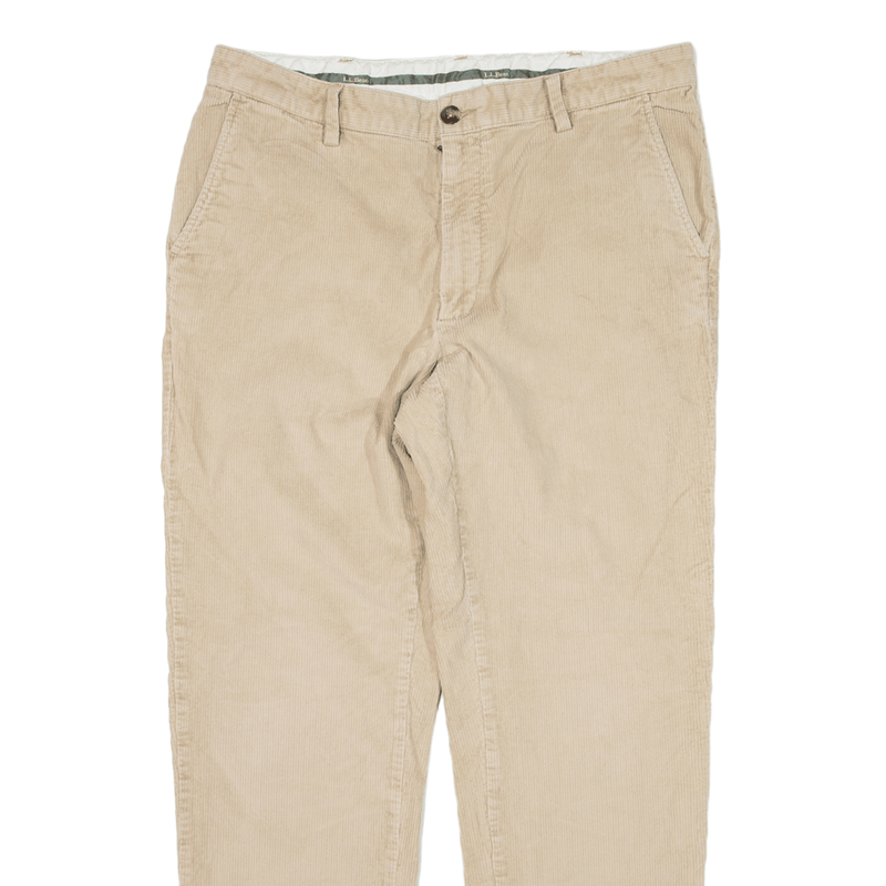 LL BEAN Corduroy Trousers Beige Regular Straight Mens W35 L32