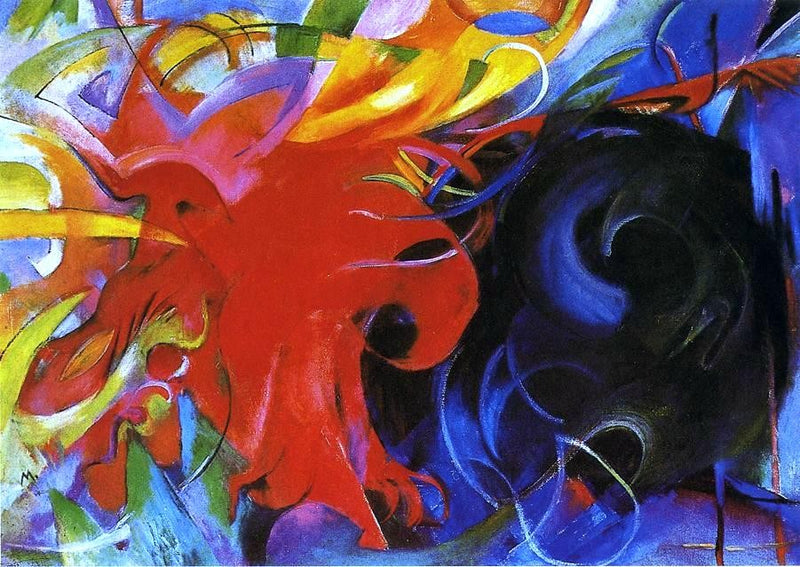 Fighting Forms by Franz Marc - Hand Painted Oil Painting