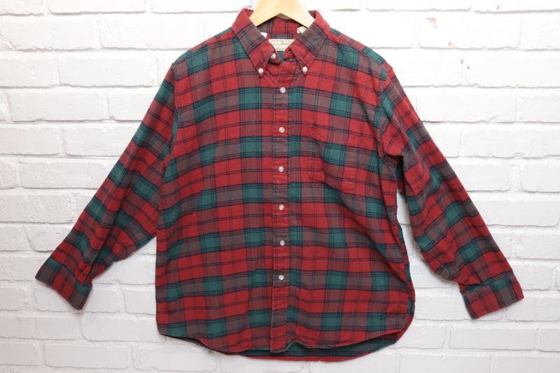 90s Vintage LL Bean Plaid Button Down Shirt Size Large