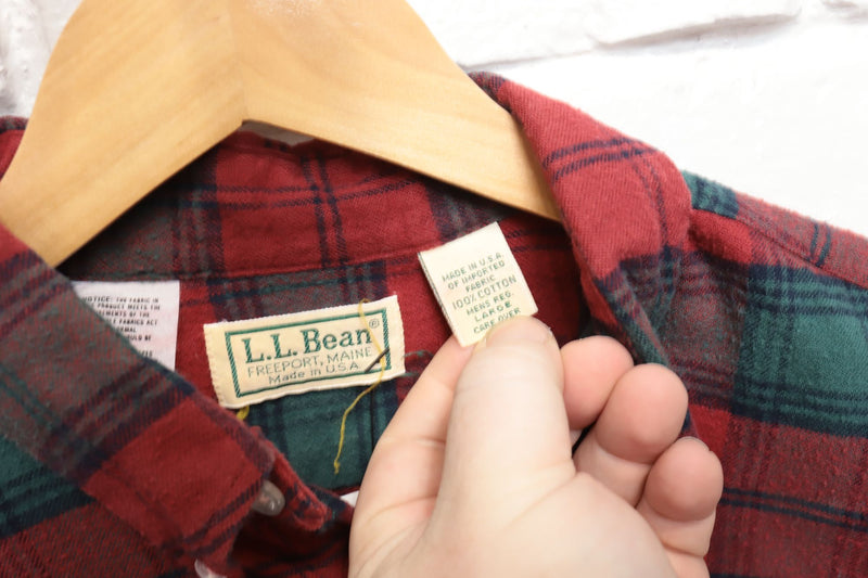 90s Vintage LL Bean Plaid Button Down Shirt Size Large