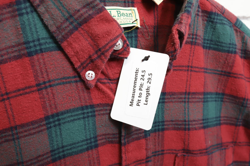90s Vintage LL Bean Plaid Button Down Shirt Size Large