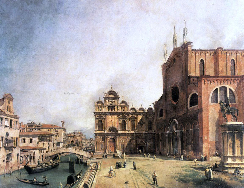 SS. Giovanni e Paulo and the Scuola de San Marco by Canaletto - Hand Painted Oil Painting