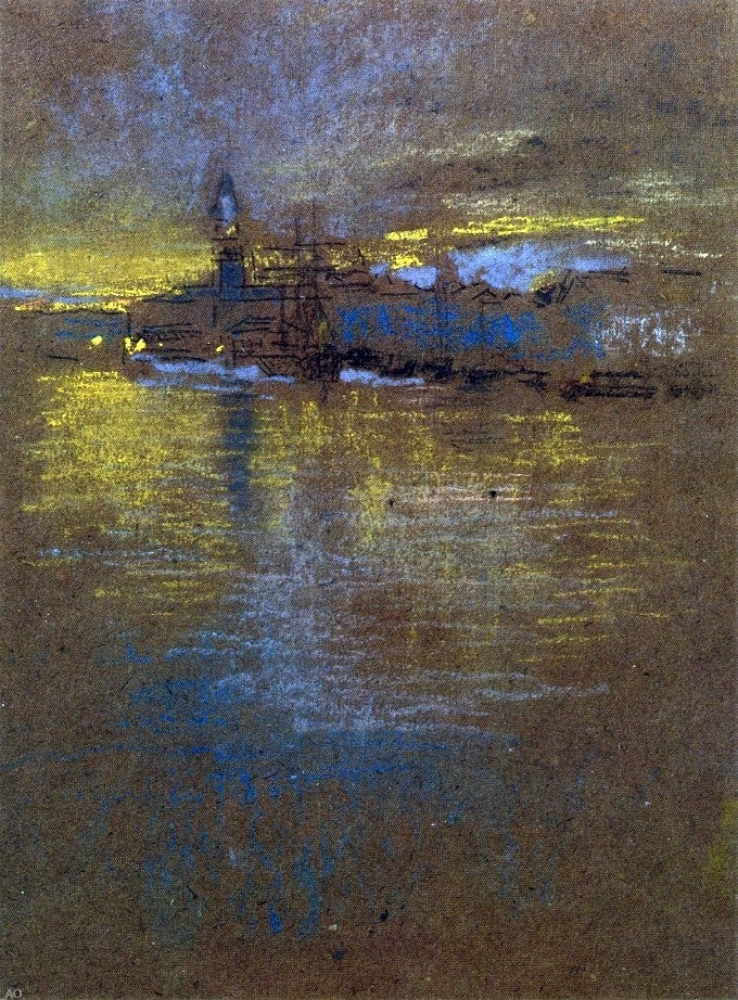 View across the Lagoon by James McNeill Whistler - Hand Painted Oil Painting