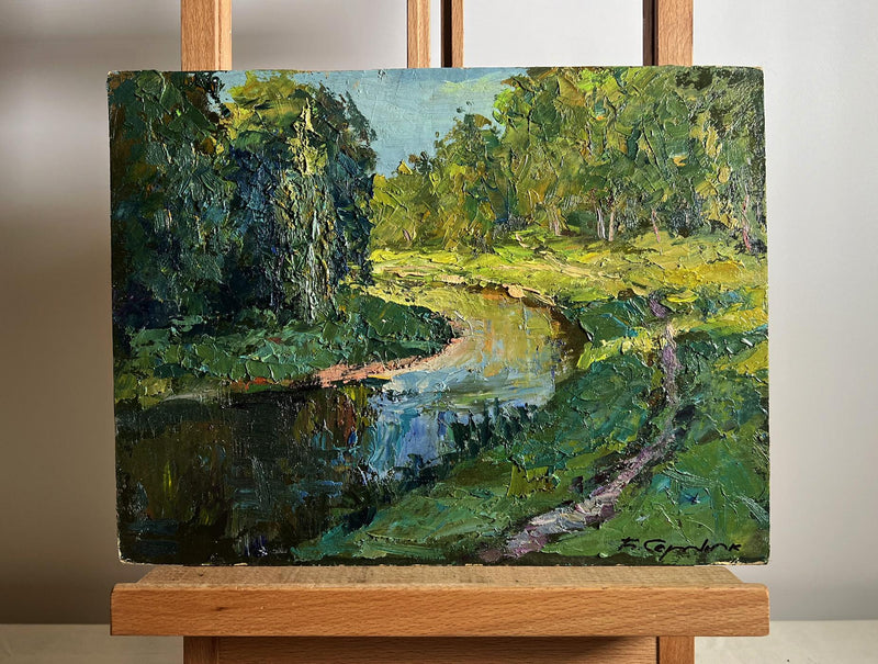 Oil painting Forest along the river Boris Serdyuk