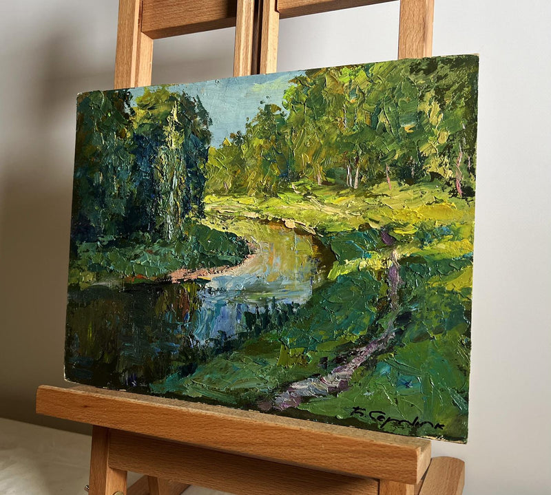 Oil painting Forest along the river Boris Serdyuk