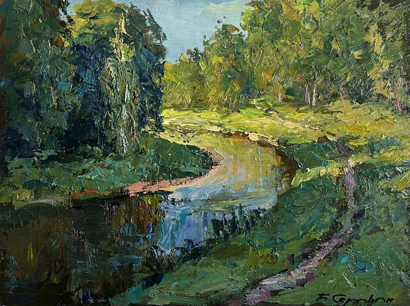 Oil painting Forest along the river Boris Serdyuk
